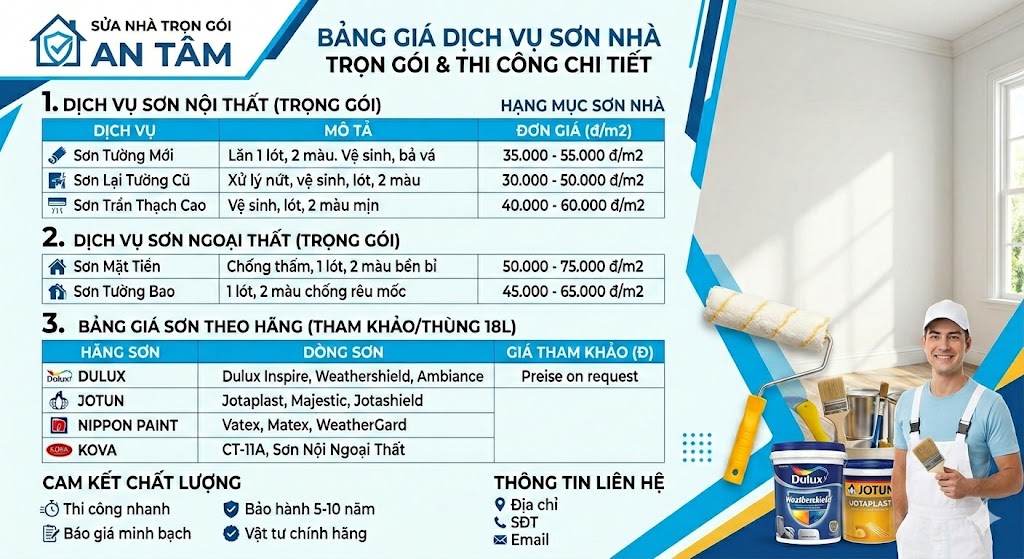 bảng giá sơn nhà