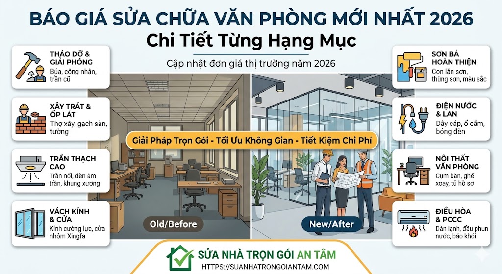 Bảng giá sửa chữa văn phòng trọn gói